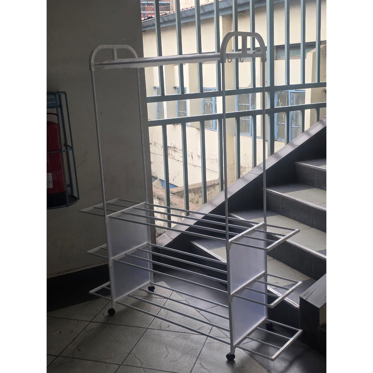 Clothing Rack with Wheels and 3 Metal Shelves