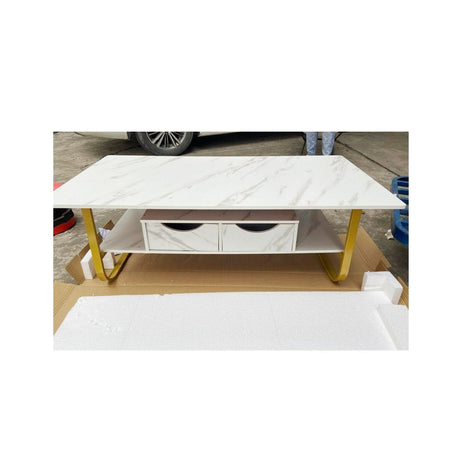 Coffee Table with 2 Drawers | 120cm by 60 cm| Modern Design|MDF and Steel