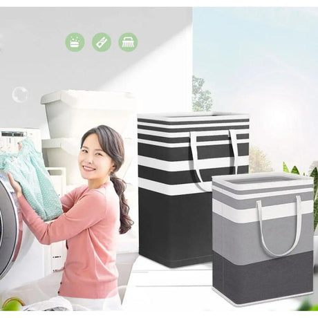 Collapsible Large Capacity Laundry Basket with Steel Handle Foldable Storage Solution for Home
