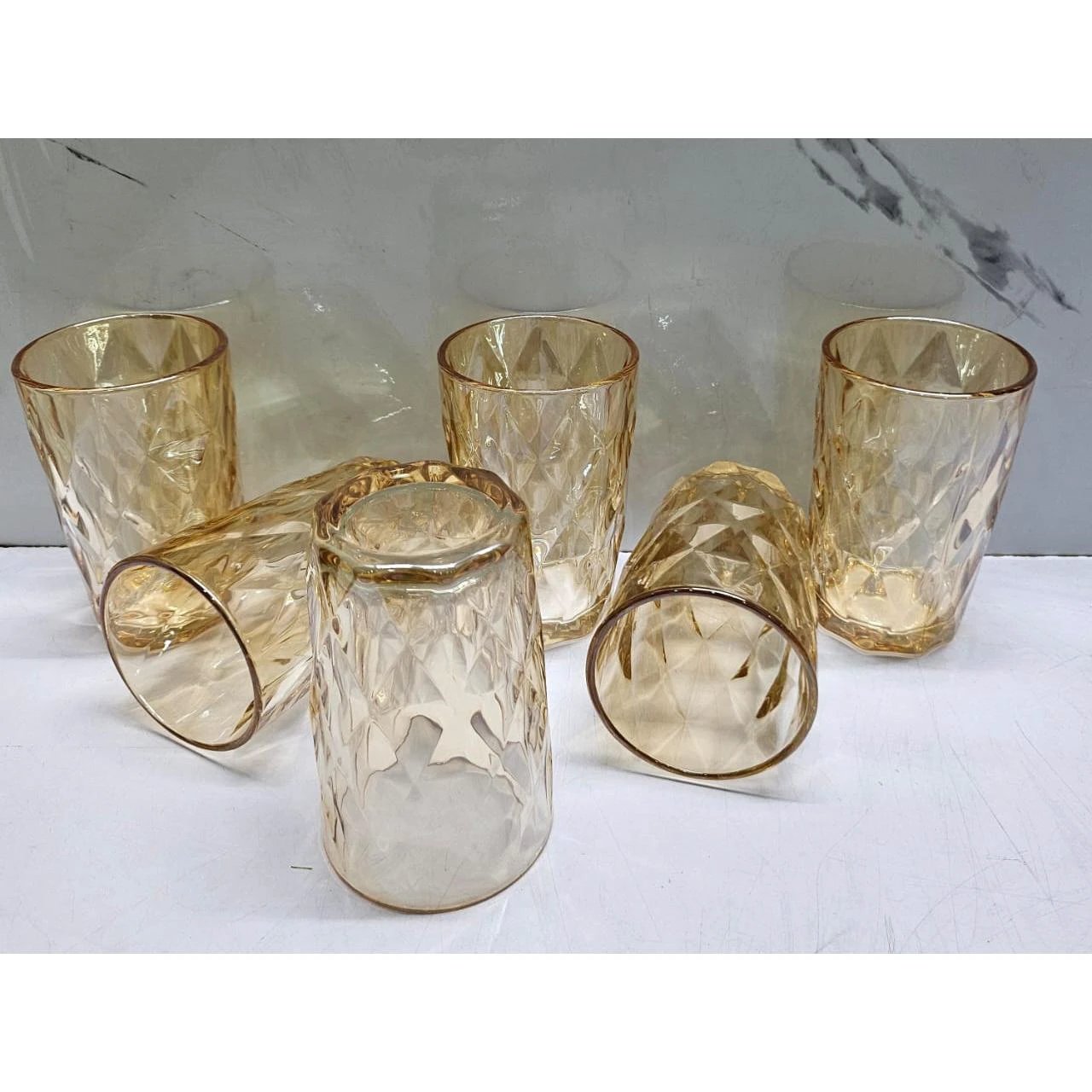 Coloured Heavy Gauge Thick Water Glass Set of 6pcs 260ml Glassware Mugs