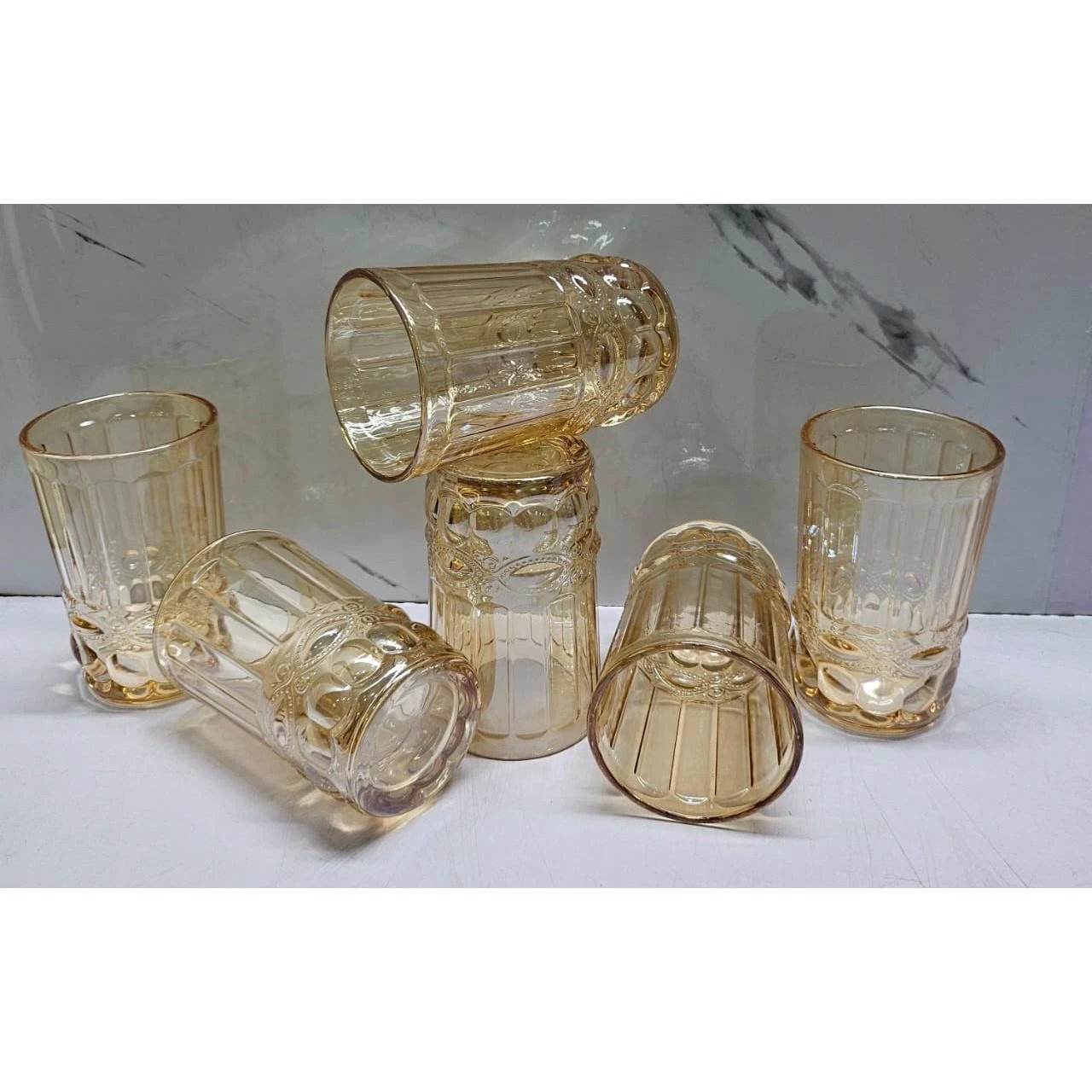 Coloured Heavy Gauge Thick Water Glass Set of 6pcs 260ml Glassware Mugs