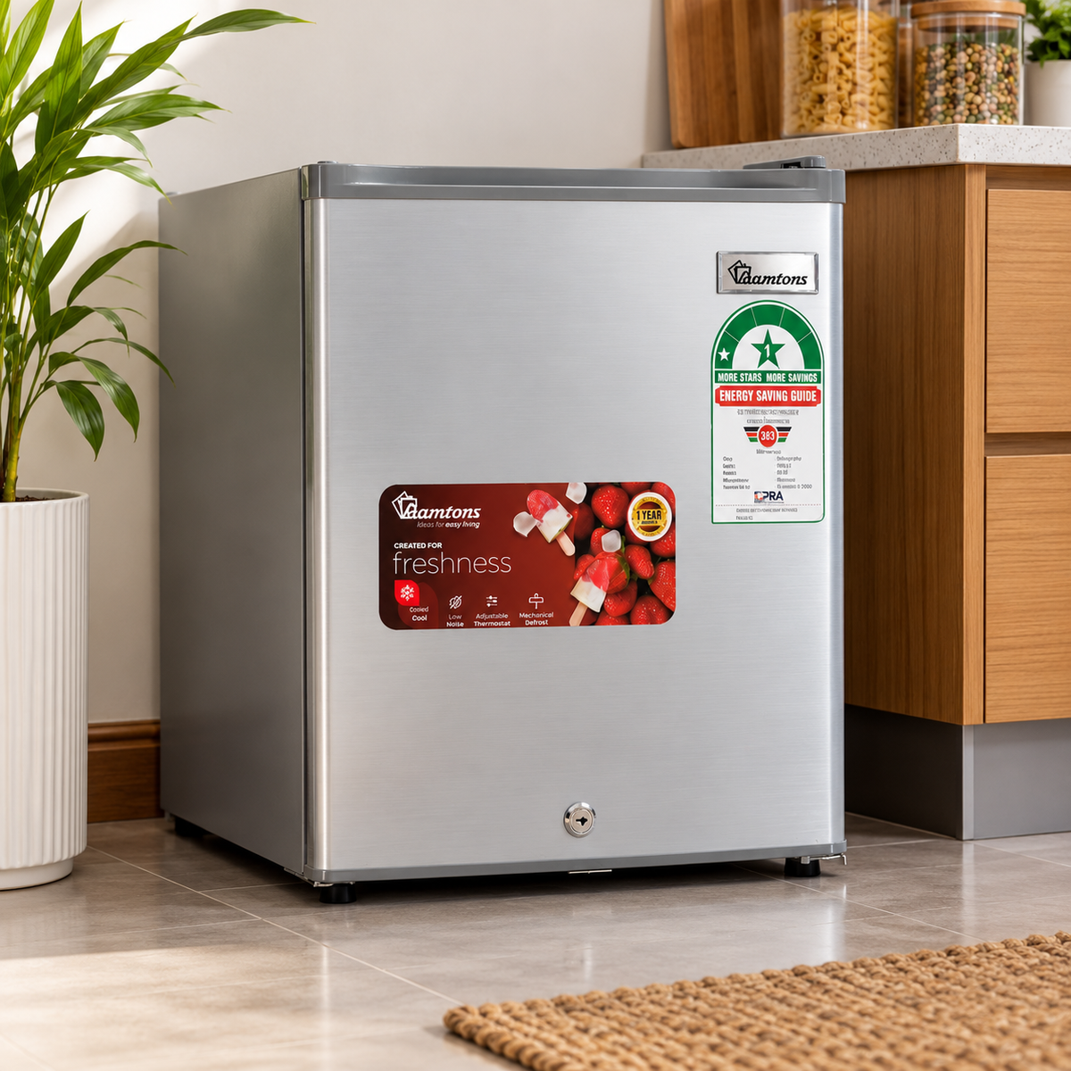 40L Compact Bar Fridge – Silver, Low Noise