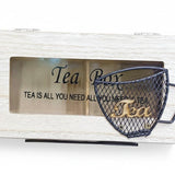 Compartment Wooden Teabag|Coffee Organizer Eco Friendly, Solid Wood with Stainless Steel Frame Storage Contaiine Coffee Filter Baskets