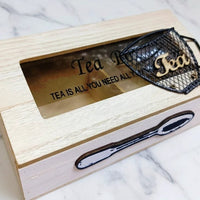 Compartment Wooden Teabag|Coffee Organizer Eco Friendly, Solid Wood with Stainless Steel Frame Storage Contaiine Coffee Filter Baskets