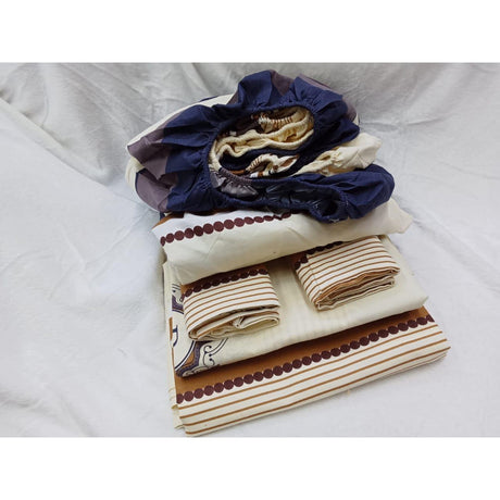 Cotton Bedsheets Set | 2 Flat Bedsheets, 1 Fitted Bedsheet, 2 Pillowcases | Size 6*7