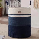 Cotton Rope Basket Large Storage Basket with Handles Decorative Woven Basket for Living Room