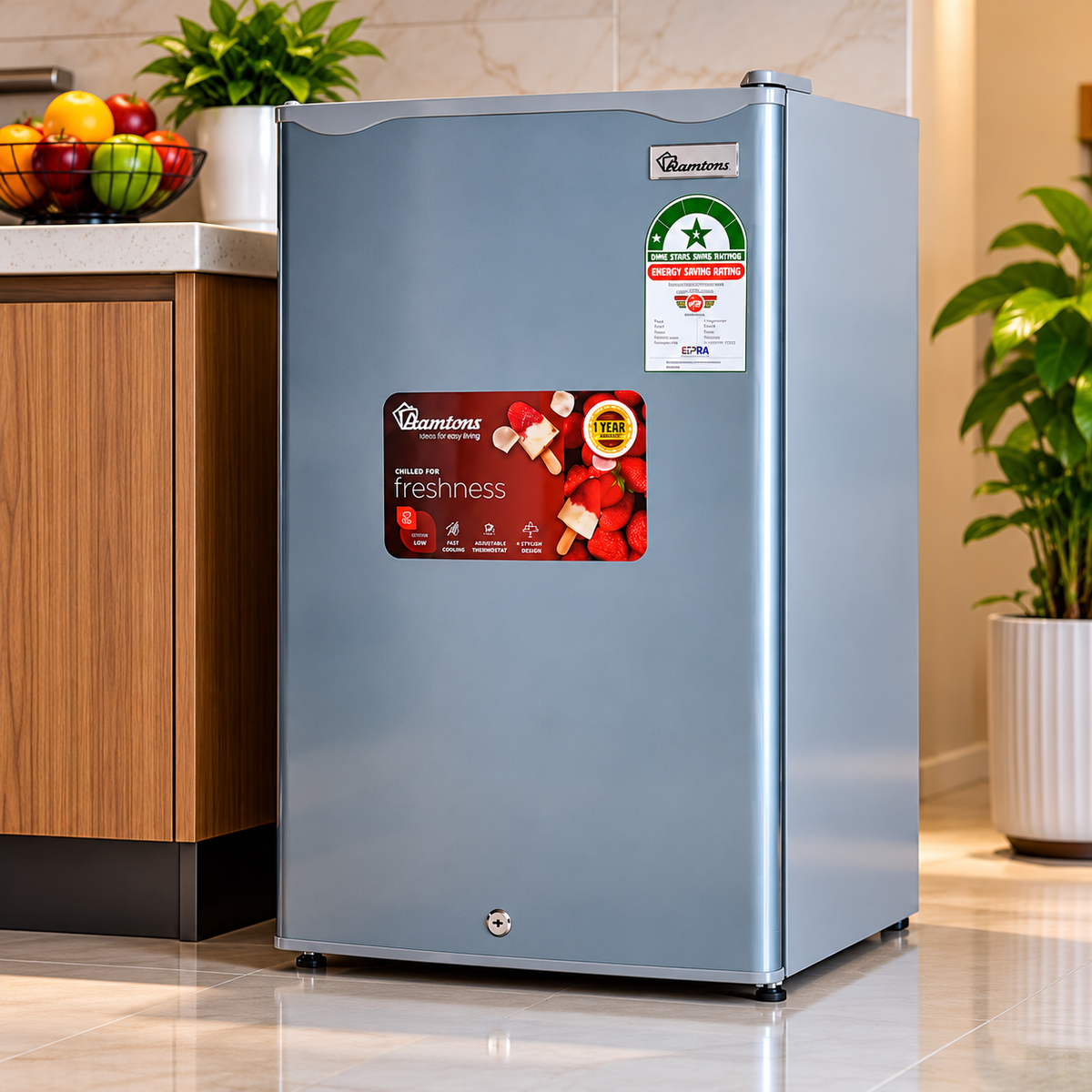 90L Direct Cool Fridge  – Silver
