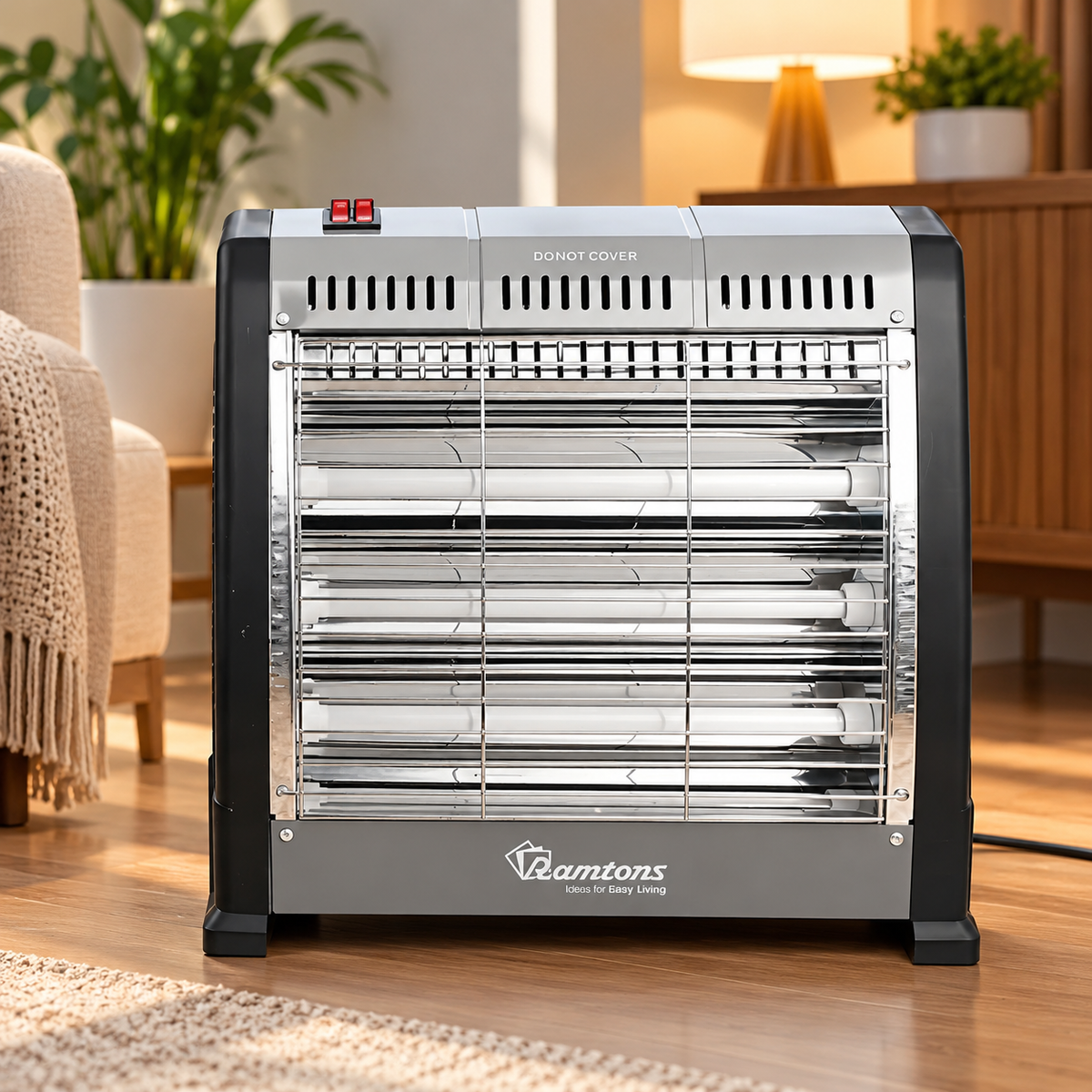 1200W Quartz Electric Bar Heater – Silver