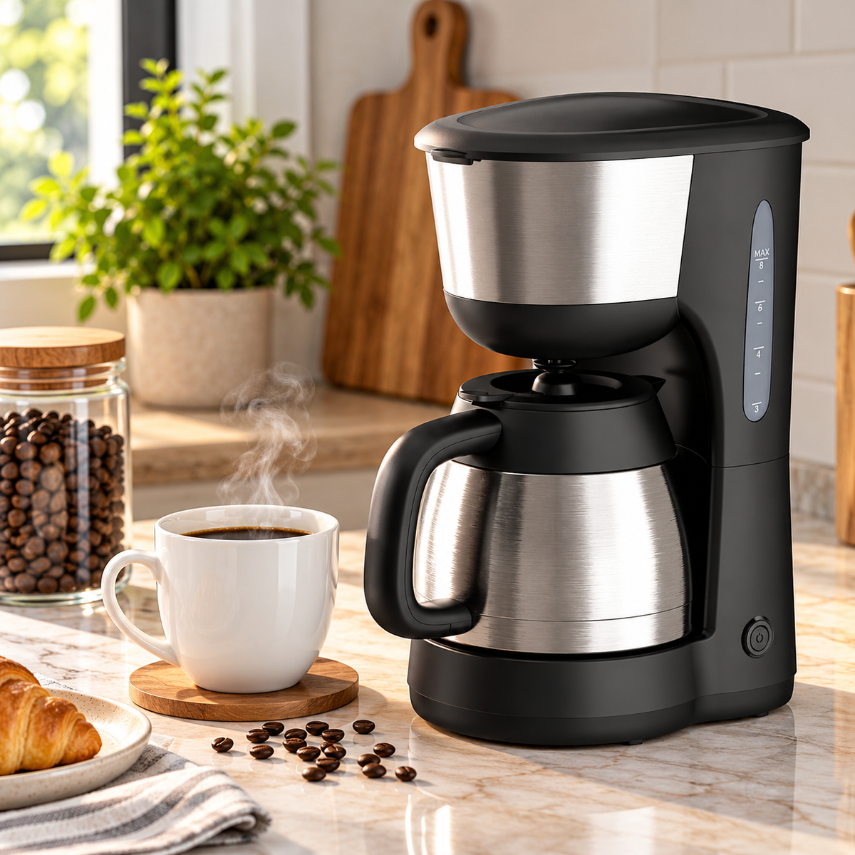 1L Drip Coffee Maker 900W – Black