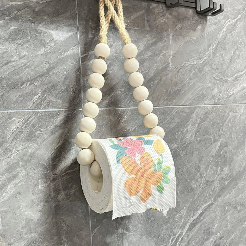 Creative Natural Wood Beaded Toilet Paper Roll Holder Toilet paper holder Toilet Paper Holders