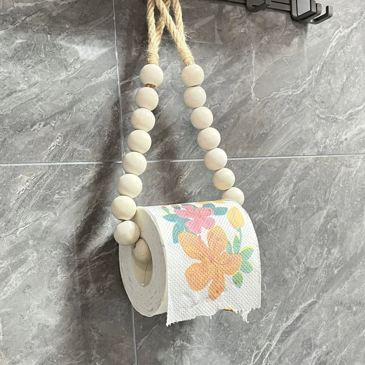 Creative Natural Wood Beaded Toilet Paper Roll Holder Toilet paper holder Toilet Paper Holders