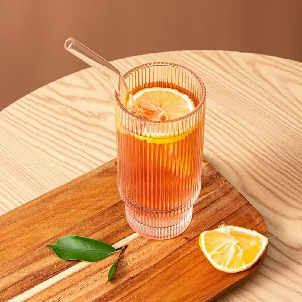 Creative Ribbed Crystal Glass Tumblers 6pcs Set Elegant Drinkware for Everyday Use