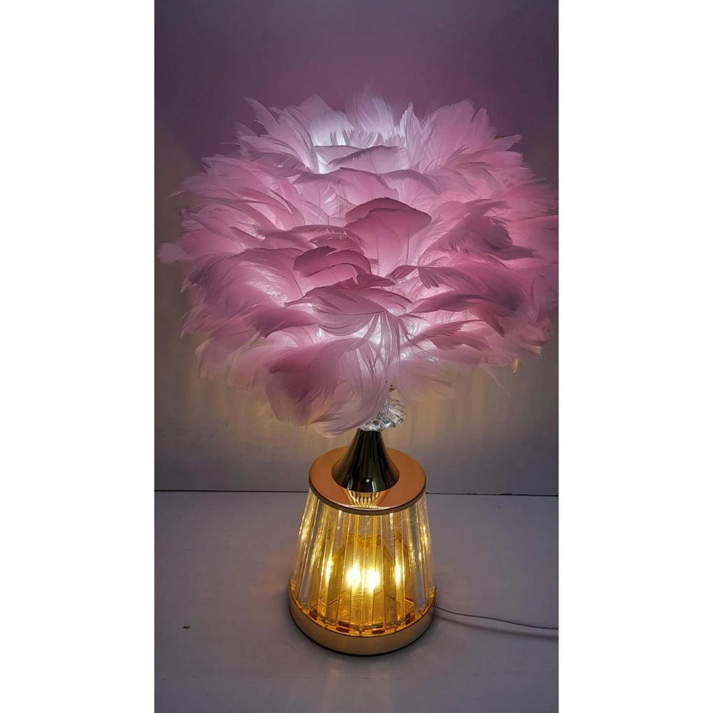 Crystal Feather Table Lamp – Multiple Bases & Feather Colours Lighting Table Lamps