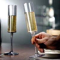 Crystal Long Stem Wine & Champagne Glasses – 6pcs | Elegant 200ml Flute Set for Special Occasions Drinkware Champagne Glasses