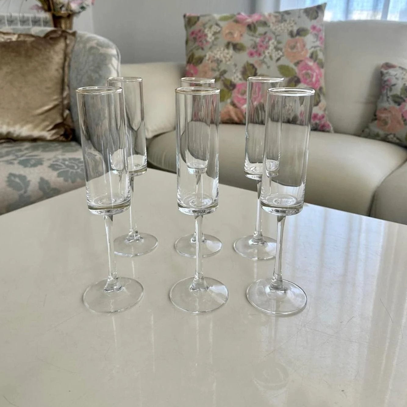 Crystal Long Stem Wine & Champagne Glasses – 6pcs | Elegant 200ml Flute Set for Special Occasions Drinkware Champagne Glasses