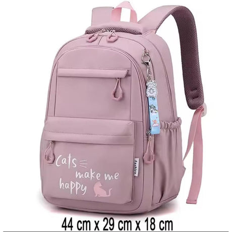 Cute Girls Backpack | Large Capacity School Bag in Black & Pink | 44cm (H) x 29cm (W) x 18cm (D)