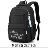 Cute Girls Backpack | Large Capacity School Bag in Black & Pink | 44cm (H) x 29cm (W) x 18cm (D)