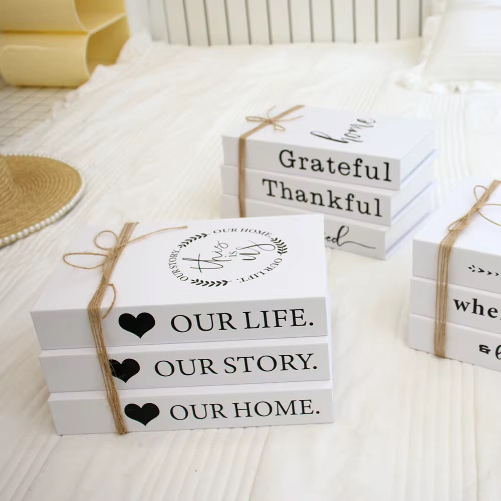 Decorative Faux Books – Set of 3 Stacked Wooden Decor Books for Modern & Farmhouse Style
