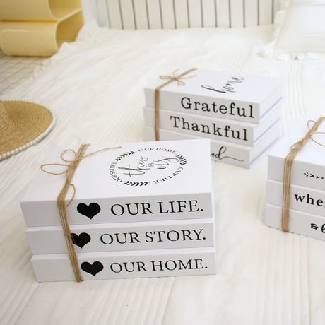 Decorative Faux Books – Set of 3 Stacked Wooden Decor Books for Modern & Farmhouse Style