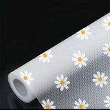 Daisy Pattern Kitchen Drawer Liners Waterproof & Cuttable Liner Roll (45x500cm)