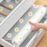 Daisy Pattern Kitchen Drawer Liners Waterproof & Cuttable Liner Roll (45x500cm)