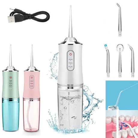 Dental Water Jet Oral Irrigator with 4 Nozzles – Teeth Cleaner & Flosser