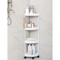 Detachable 4 Layer Corner Storage Trolley Rack 88cm High in White Kitchen Storage Racks Rack Wall Shelves & Ledges