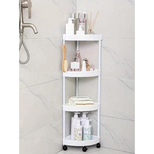 Detachable 4 Layer Corner Storage Trolley Rack 88cm High in White Kitchen Storage Racks Rack Wall Shelves & Ledges