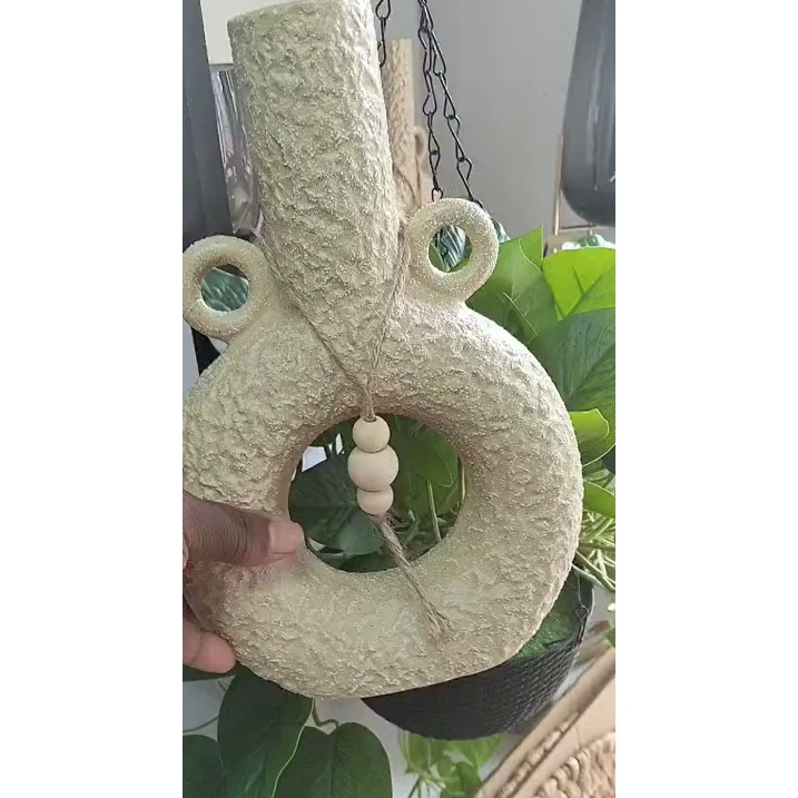 Donut Decorative Ceramic Vase with Bead Garland Decor Vases