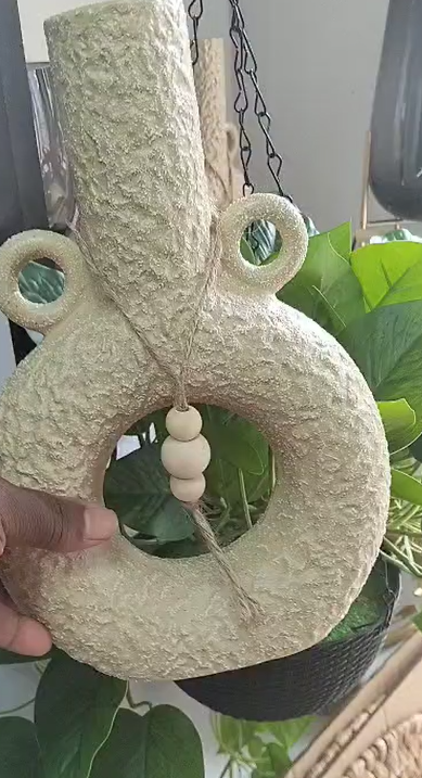 Donut Decorative Ceramic Vase with Bead Garland