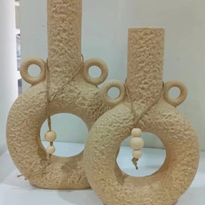 Donut Decorative Ceramic Vase with Bead Garland Decor Vases