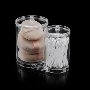 Double Barrel Acrylic Cotton Swab Storage Box Clear Organizer for Cotton Swabs, Pads, and Small Accessories Bathroom Storage Cotton Swabs