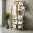 Double Clothing Garment Rack with 3 Tier Storage Shelf Stylish & Functional