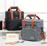 Double Compartment Insulated Lunch Bag with Handheld and Strap Options