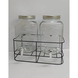 Double Glass Juice Dispensers | 8 Liters Each | Glass with Metallic Stand | Elegant and Durable Kitchen Gadgets Beverage Dispensers