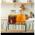 Double Glass Juice Dispensers | 8 Liters Each | Glass with Metallic Stand | Elegant and Durable Kitchen Gadgets Beverage Dispensers