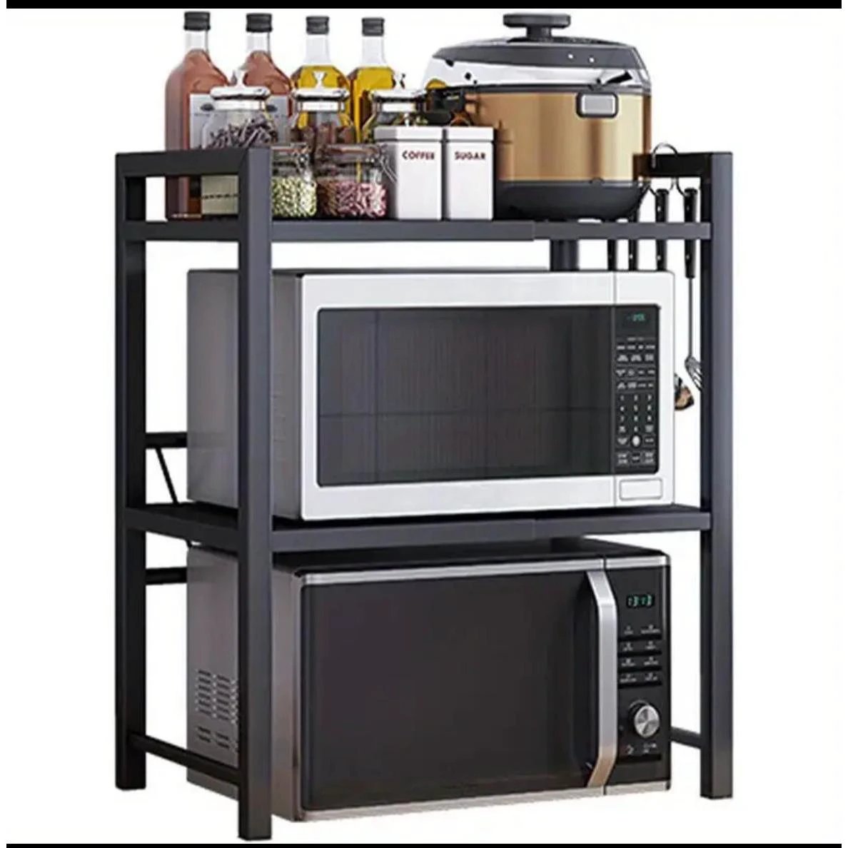 Double Layer Heavy Duty Adjustable Microwave Stand Carbon Steel, Rust Free.