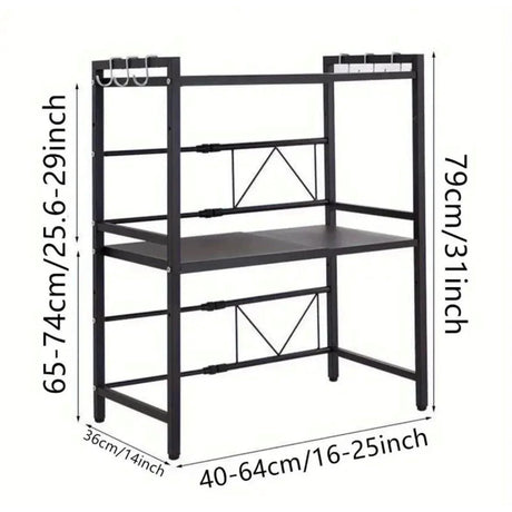 Double Layer Heavy Duty Adjustable Microwave Stand Carbon Steel, Rust Free.