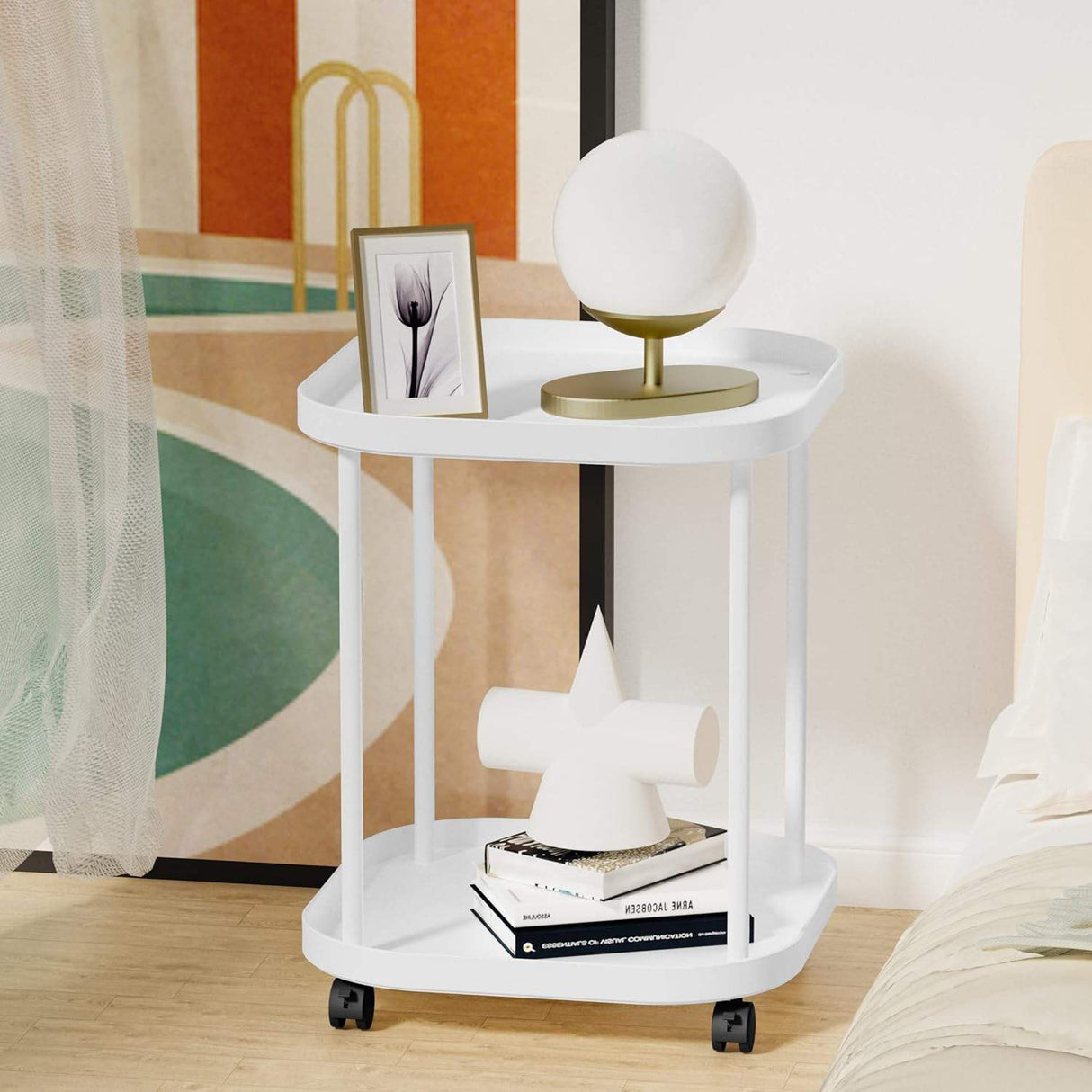 Double Layer Stool with Wheels