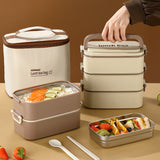Double Layered Lunch Box with Leakproof Compartments and Matching Insulated Lunch Bag 1500ml
