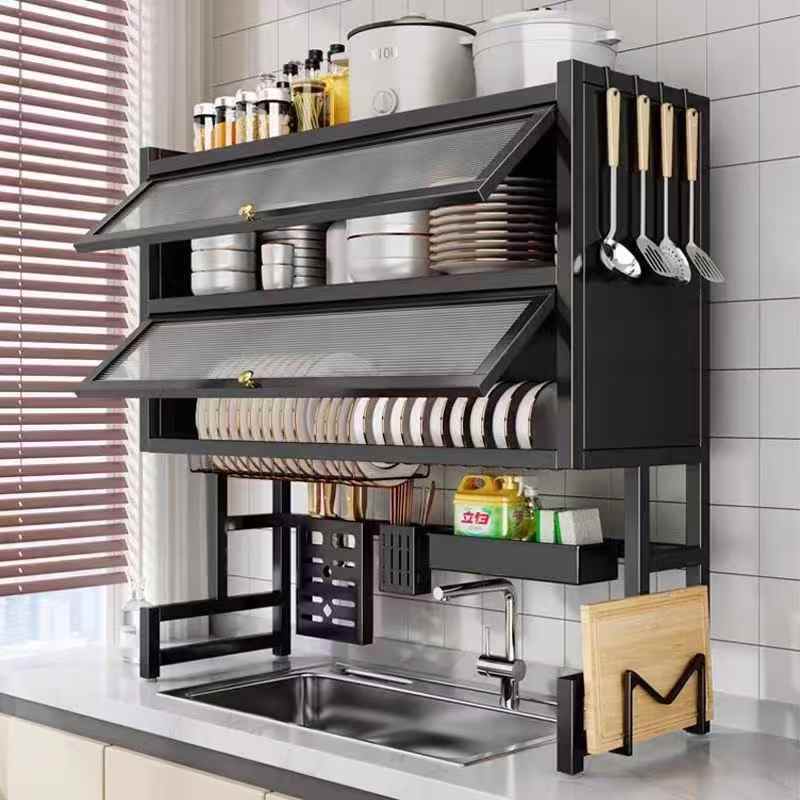 Double Over-the-Sink Organizer with Glass Acrylic Cover 32×12.6×17.3cm