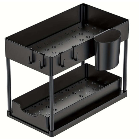 Double Sliding Under Sink Organizer 2Tier Bathroom & Kitchen Storage Rack