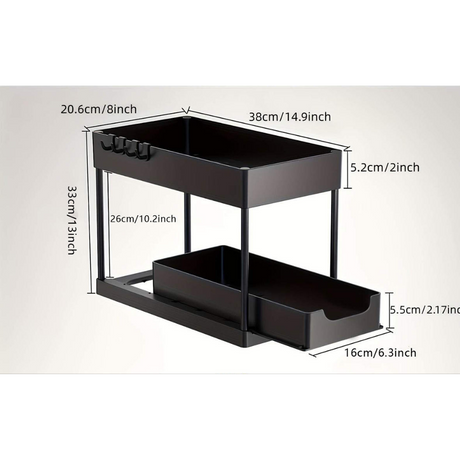 Double Sliding Under Sink Organizer 2Tier Bathroom & Kitchen Storage Rack