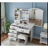 Dressing Table with Sliding Mirror | Elegant Vanity with Storage | 100x36x131cm