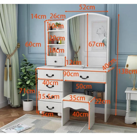 Dressing Table with Sliding Mirror | Elegant Vanity with Storage | 100x36x131cm