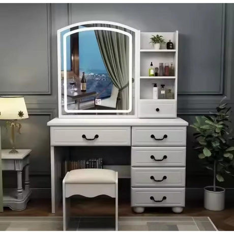 Dressing Table with Sliding Mirror | Elegant Vanity with Storage | 100x36x131cm