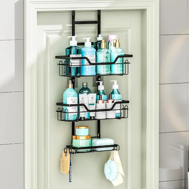 Drill-Free Over-Door Bathroom Shelf Organizer with Wall-Mounted Basket Racks Bathroom organiser Over-the-Toilet Caddies