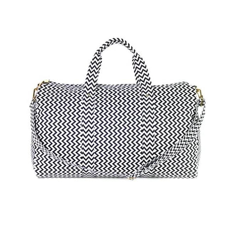Duffel Sports Bag | Large Capacity | Black and White Striped | Waterproof Material Luggage Duffel Bags