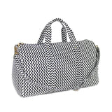 Duffel Sports Bag | Large Capacity | Black and White Striped | Waterproof Material Luggage Duffel Bags