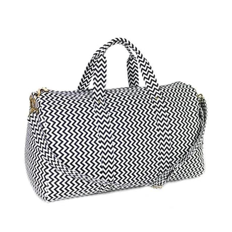 Duffel Sports Bag | Large Capacity | Black and White Striped | Waterproof Material Luggage Duffel Bags